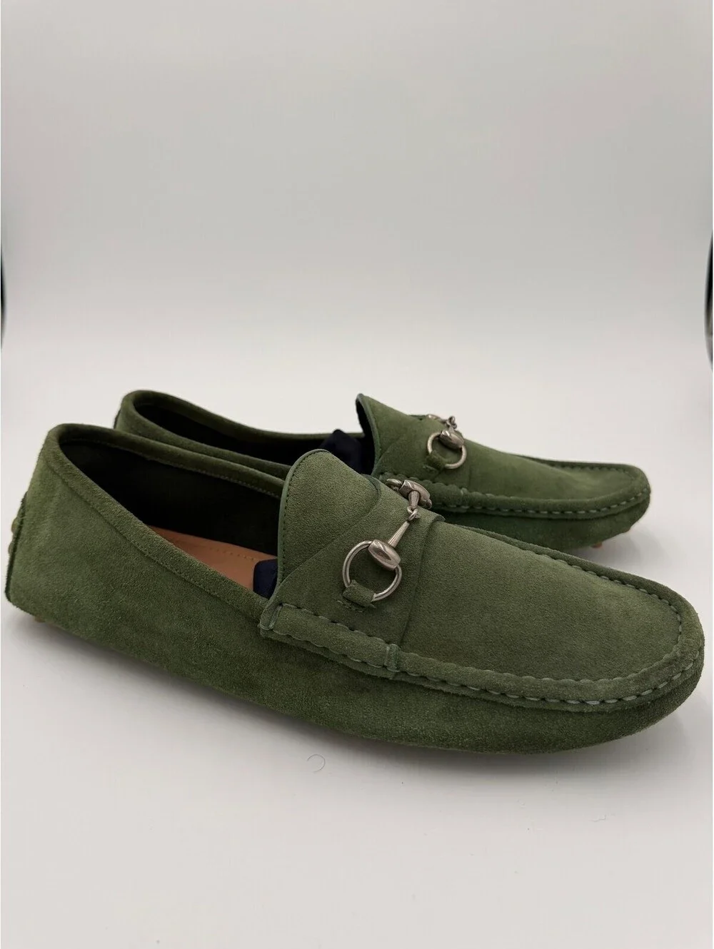 Gucci Horsebit Driving Moccasin Olive Loafers Mens Size 11.5
